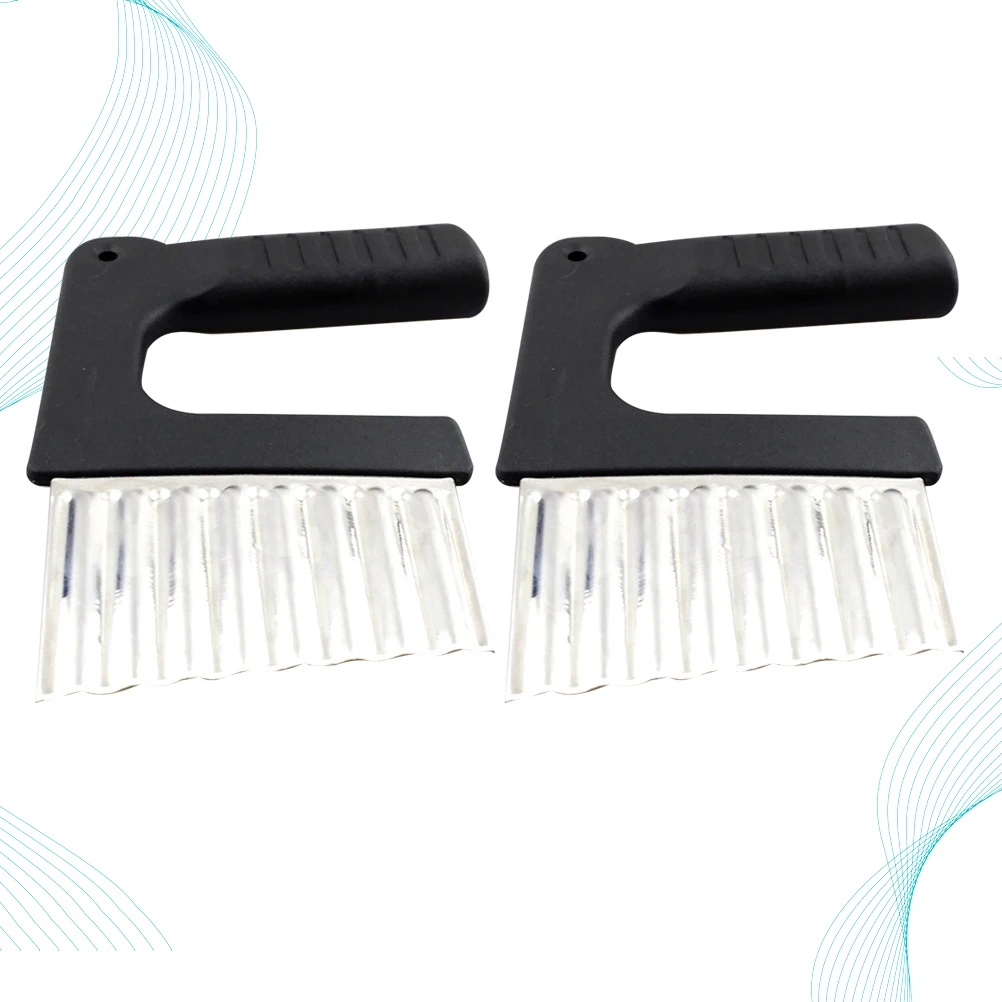 

2PCS Stainless Steel Wave for Potato Waffle Fries Fruit Vegetable Crinkle Slicer Kitchen Tool Veggie Gadgets
