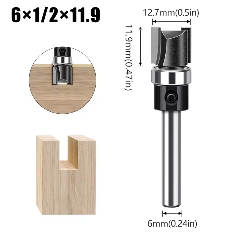 1pc 6mm 1/4"Shank Bearing Straight Router Bit Copy Trimming Cutter Line Cutter Trimming Machine Milling Cutter Woodworking Tools - Image 10