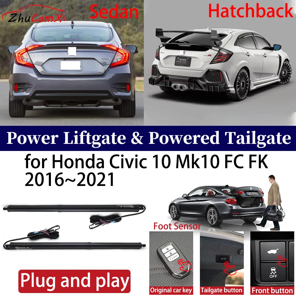 

for Honda Civic 10 Mk10 FC FK 2016~2021 Car OEM Power Liftgate Automatic One-Click Powered Tailgate Strut opener Plug and play