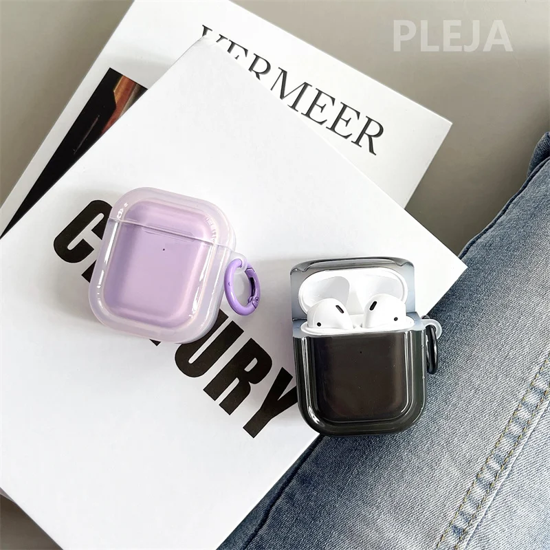 Solid Color Clear Fone de ouvido para AirPods, bonito Headset, caixa de carregamento, capa protetora, fones de ouvido, Airpods 3 Pro, 2, 1