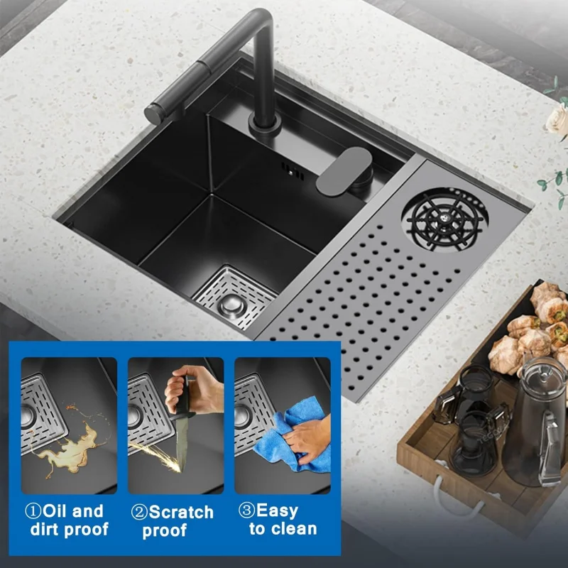 

(TTO)Мини-барная раковина с мойкой для чашек, остров из нержавеющей стали, чайная комната, скрытая одинарная чаша для автофургона, квартиры LQ