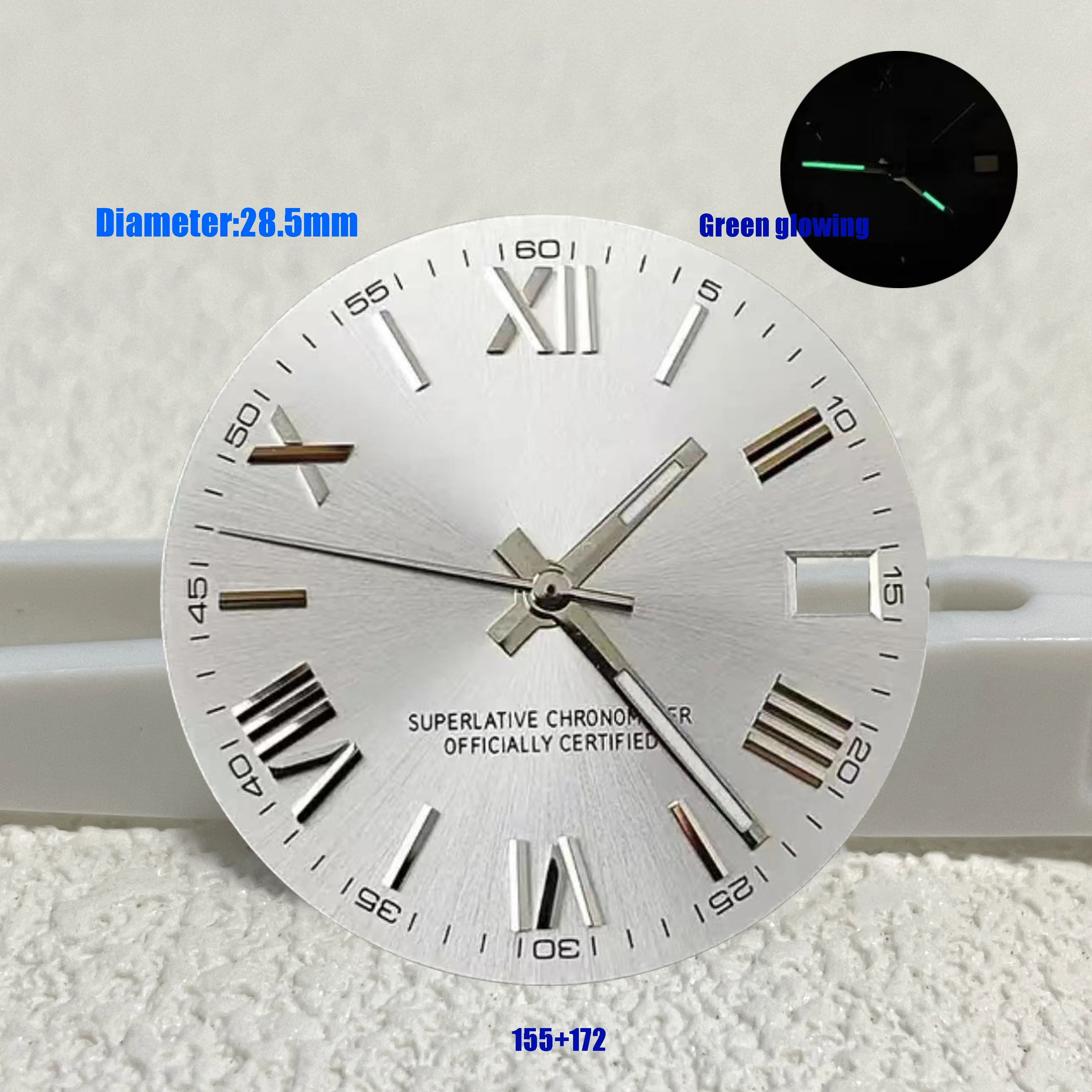 28.5 ミリメートル新しい高品質製品のロゴローマ数字 S ダイヤル適切な nh35 nh36 ムーブメントのロゴ時計アクセサリー修理ツール