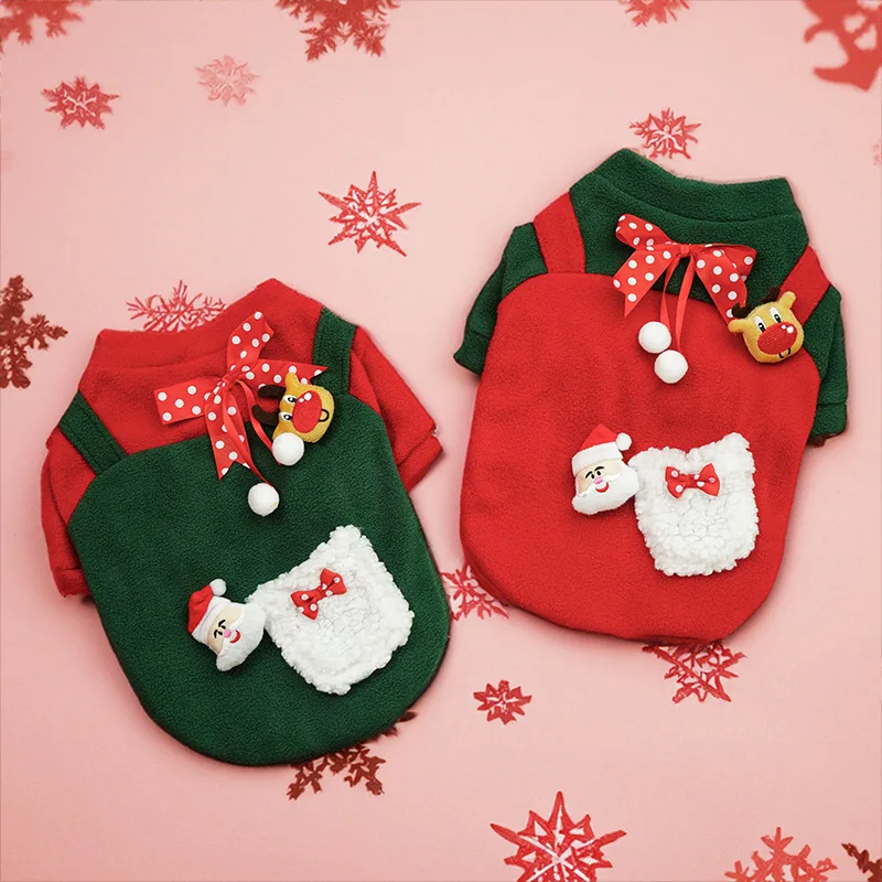 

Pet Christmas Clothes Dog Two Legs Warm Coat Shake Velvet Vest Style With Utility Pocket Thickened Locking Pet Coat