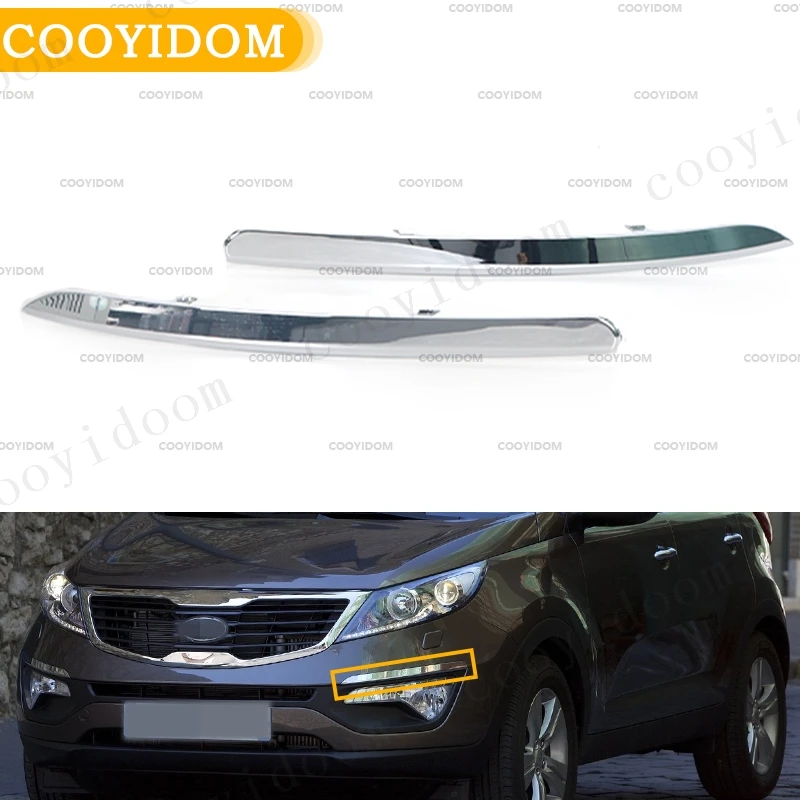 Mirror Chrome Front Bumper Fog Light Lamp Eyelid Eyeliner Trim Cover Garnish For Kia Sportage R 20112012 2013 2014 2015