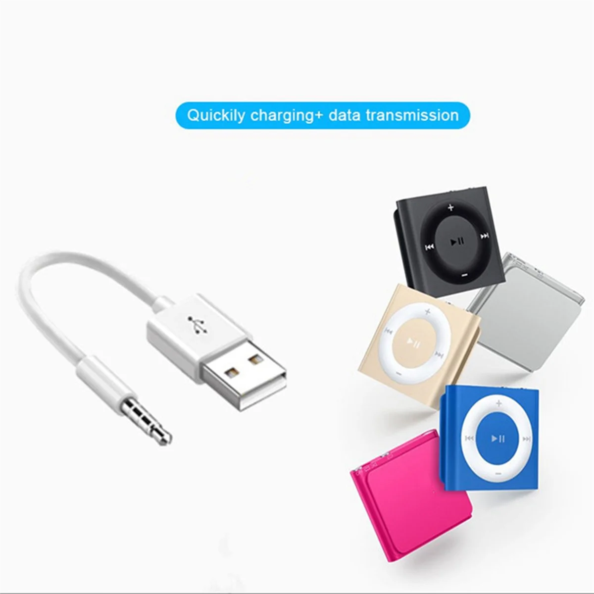 A14M 5X مناسب لكابل بيانات Ipod SHUFFLE USB Mp3 شحن 3، 4، 5، 6 سلك شاحن الجيل السابع