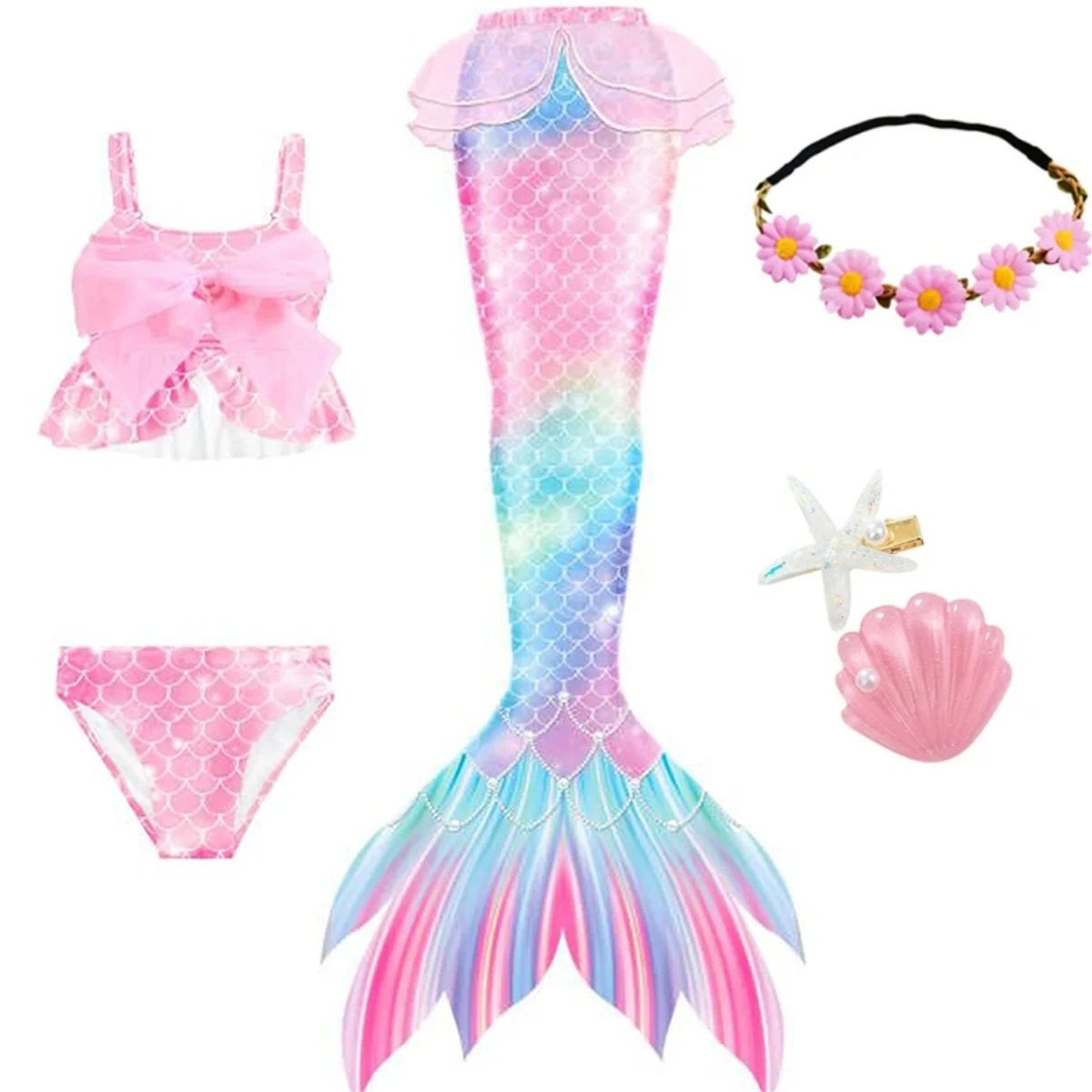 Mermaid Tail Swimwear for Girls, Cosplay Costume, Beachwear, Bikini Swimming Swimsuit, Themed Party,2024 New