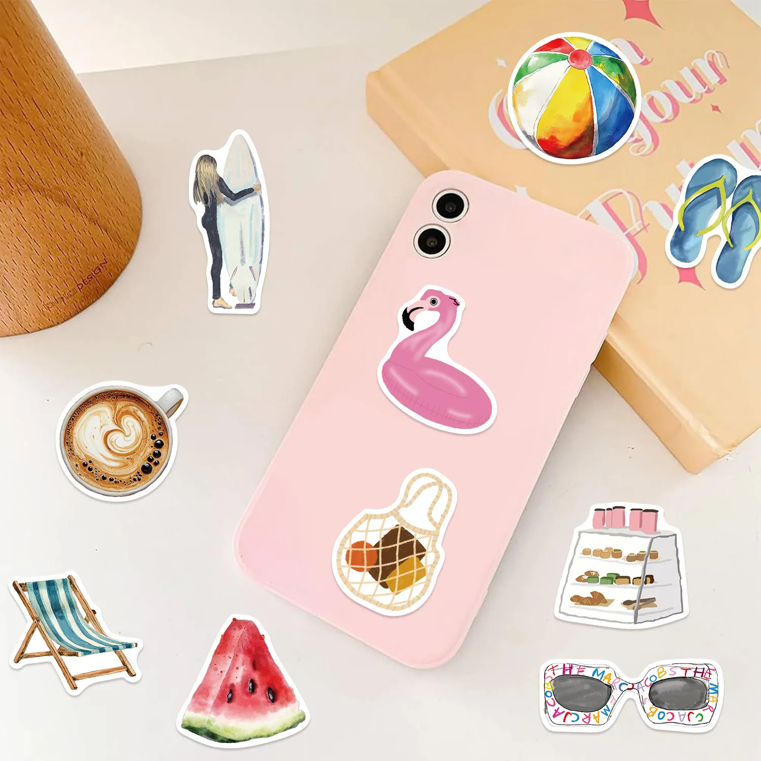 50Pcs Summer Boat Beach Pool Day Stickers for Laptop Water Bottle Luggage Notebook Waterproof Graffiti Vinyl Phone Decals