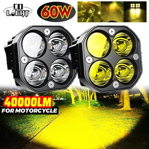 HAOLIDE-Luz Led de trabajo para motocicleta, lámpara antiniebla amarilla para coche, 4x4, tractores todoterreno, luz de conducción, foco cuadrado blanco, 12V, 24V