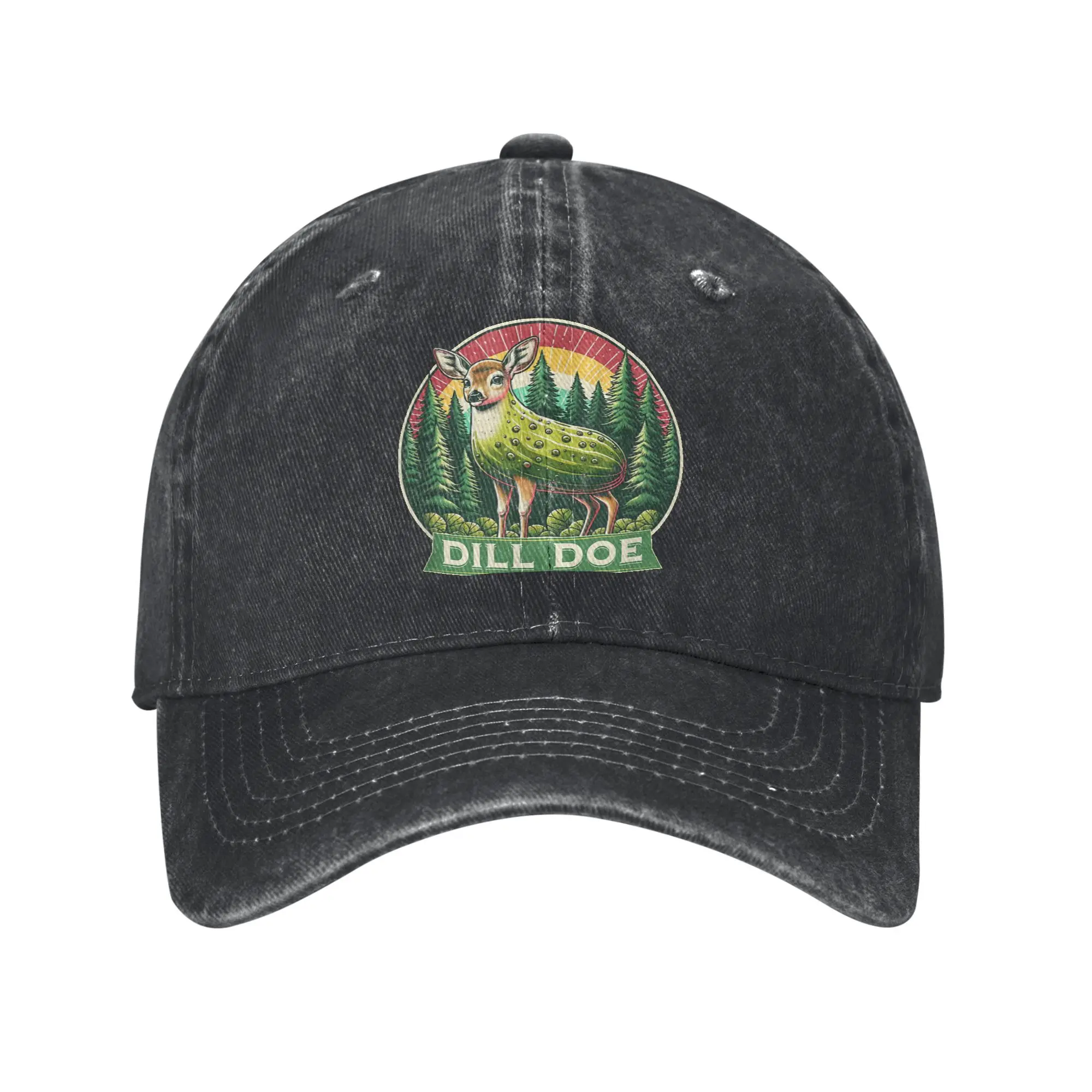 Dill Doe Funny Deer Pickle Redneck Nature Casual Baseball Cap  Outdoor Hats Summer Sunscreen Unisex Men DIY Print Baseball Caps