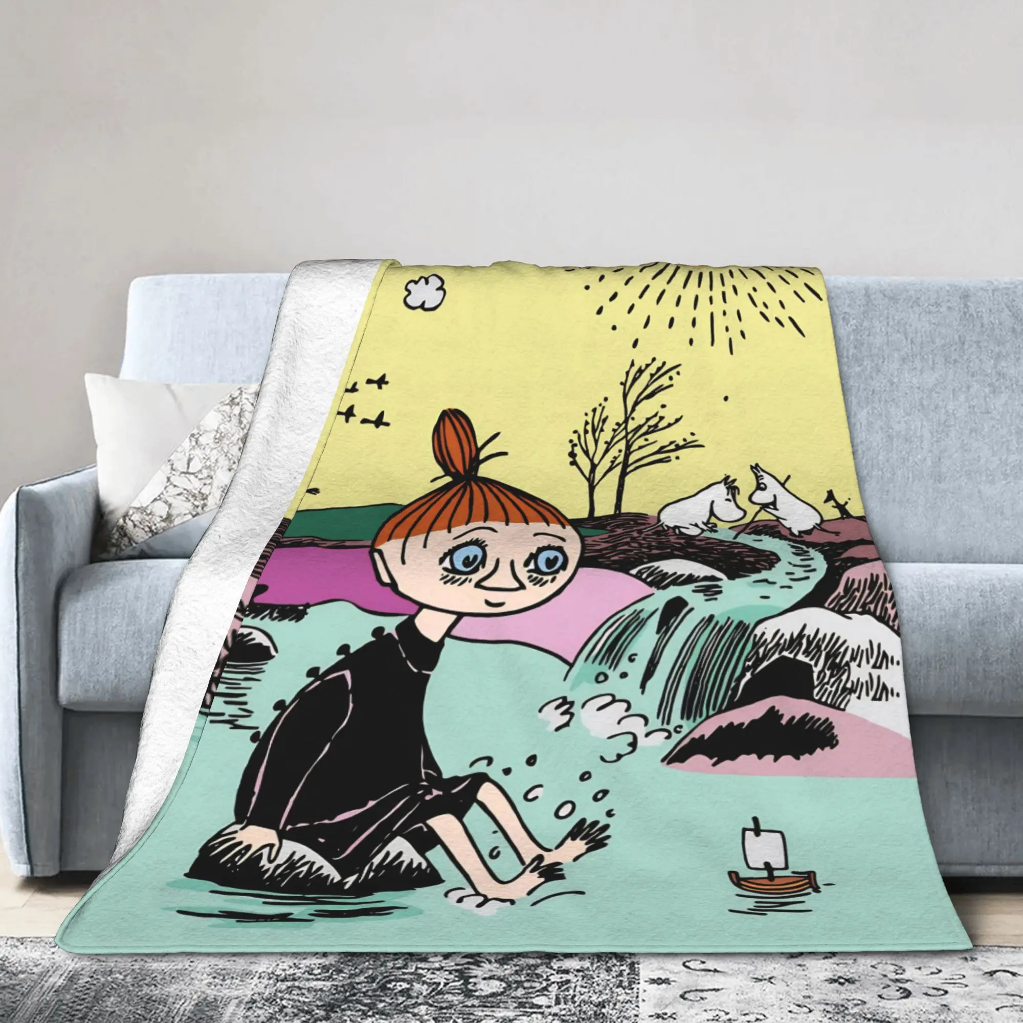 Moomins Little My Knitted Blanket  Fuzzy Throw Blanket Summer Air Conditioning Decoration Ultra-Soft Warm Bedspreads,