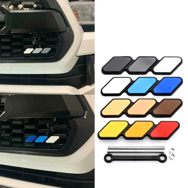 Tri-color 3 Grille Badge Emblem For Toyota For Tacoma 4Runner Tundra Highlande Modified Decorative Strip Of Air Inlet Grille