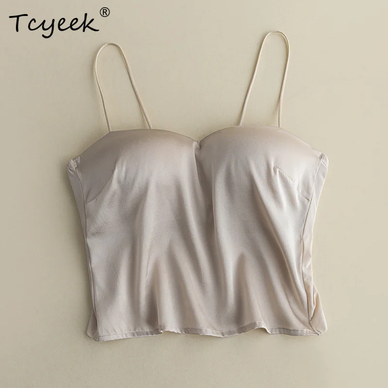 

Tcyeek, Lining 100%Real Silk Suspender Bra, Women Solid Low Collar, Thin Smooth Simplicity Underwear, 2024 Summer P44116QC
