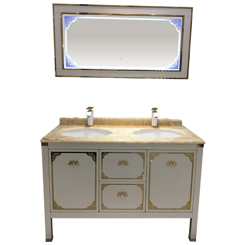 

Customized marble bathroom cabinet combination washbasin toilet waterproof washbasin intelligent floor double basin