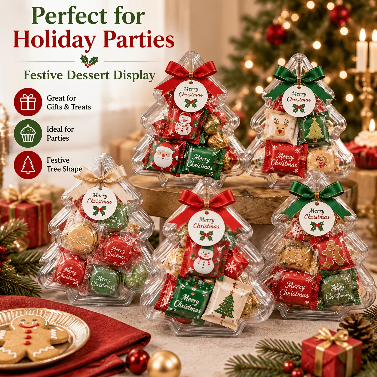 15 Sets Clear Plastic Party Favor Boxes with Lids, Suitable for Party Gifts, Christmas Presents and Holiday Table Decor Boxes