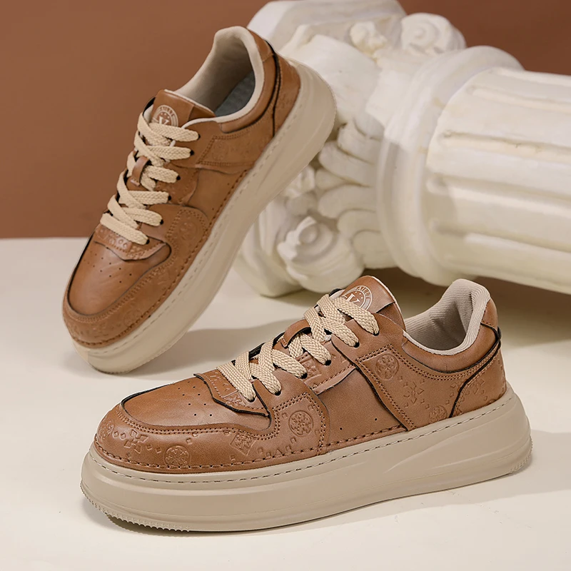 Autumn 2025 Men's White Chunky Sneakers - Breathable Minimalist Design, Student-Friendly & Instagram Popular