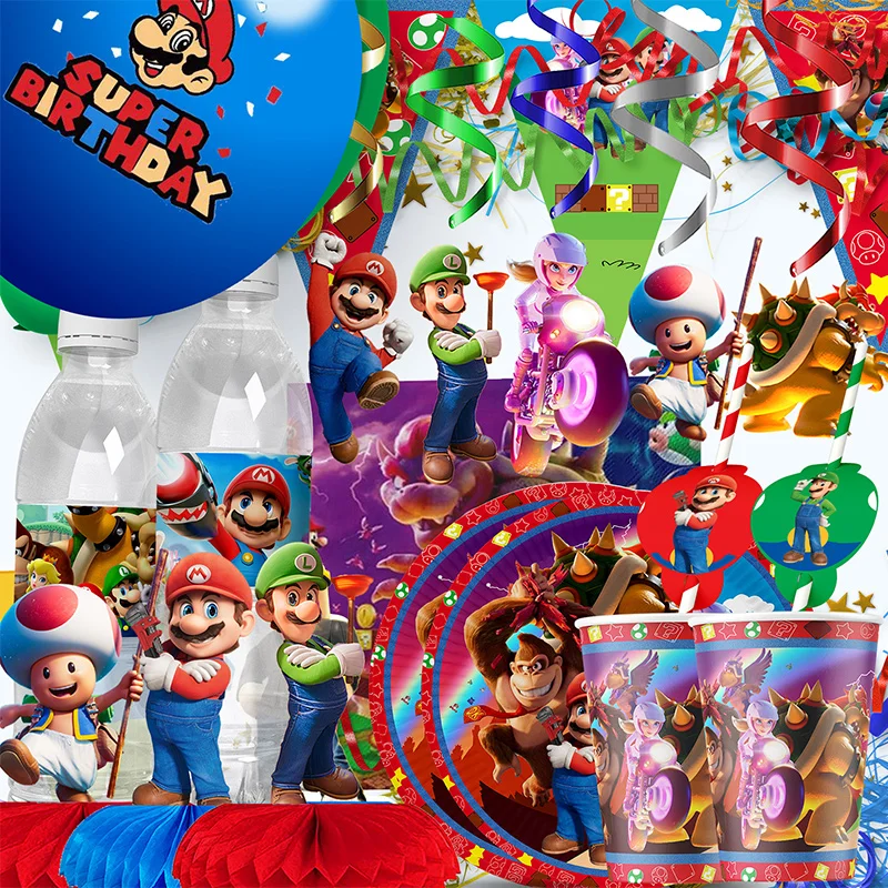 

Super Mario Bros Theme Disposable Tableware Napkin Birthday Party Decor Childrens Baby Shower Baptism Gender Reveal Toy Supplies
