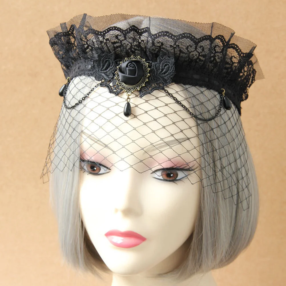 

Lace Veil Headband Grenadine Design for Bridal Wedding Party Costume Events Mysterious Eye Catching Hair Accessory