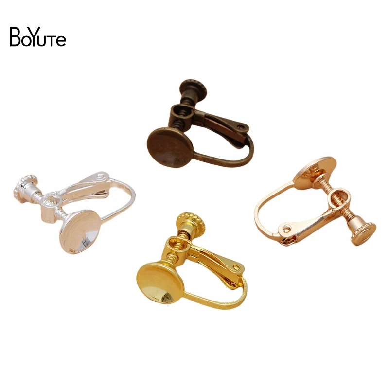 

BoYuTe (50 Pieces/Lot) Metal Brass No Pierced Ear Clip with 8MM Base Blank Settings Diy Earring Jewelry Accessories Parts