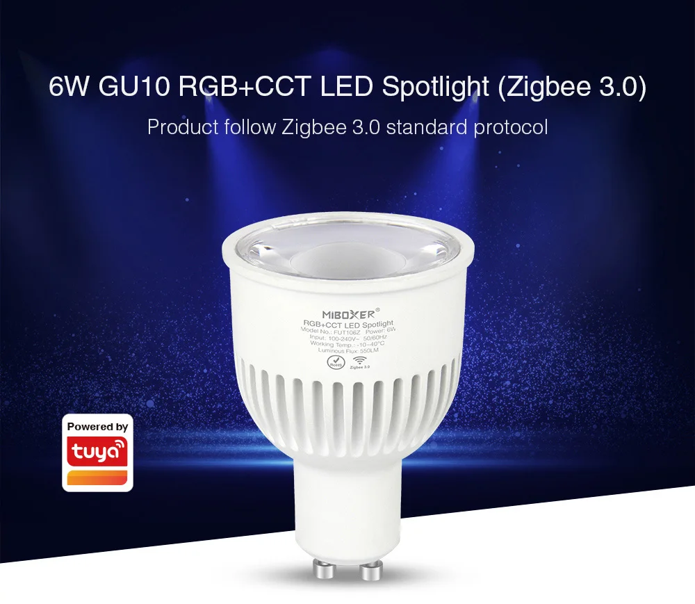 Miboxer Zigbee RGB+CCT LED Bulb Light 4W/6W/12W GU10 E27 Smart Dimmable Spotlight Lamp FUT089Z RF Remote WIFI ZB-Box2 ZB-Box3