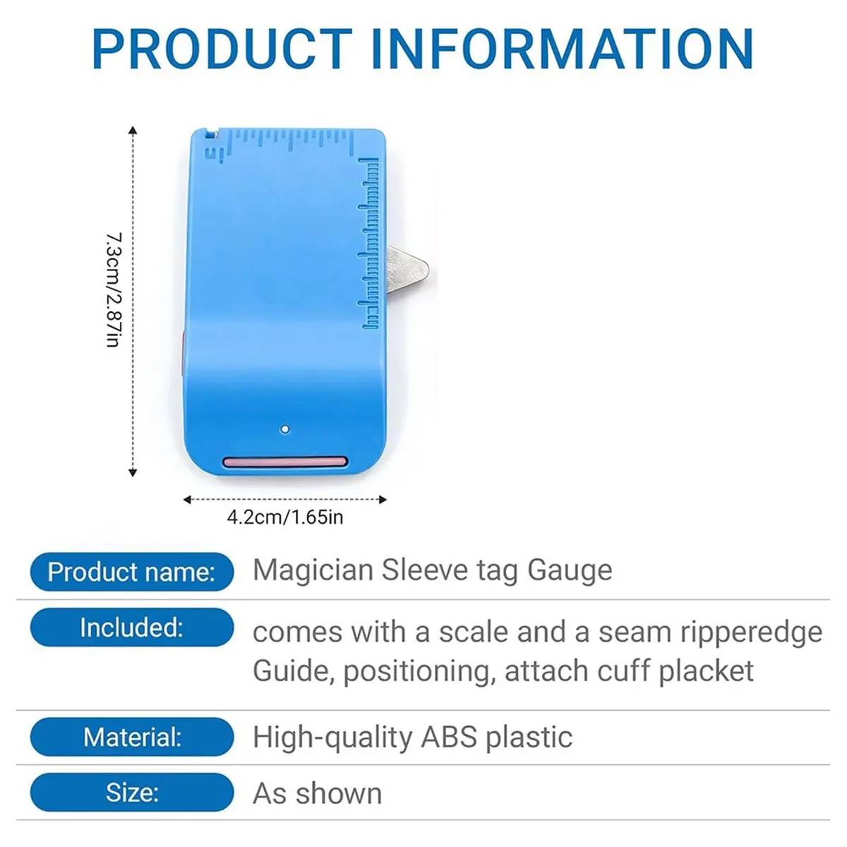 Home Tool Magnetic Sewing Machine Sleeve Tool Edge Guide with Built-in Seam Ripper & Ruler Scale for Cuffs Plackets Topstitching
