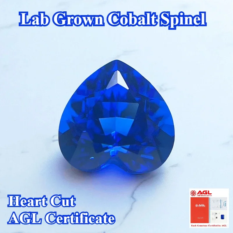 

Lab Grown Cobalt Spinel Heart Cut Gemstone for DIY Ring Necklace Earrings Main Materials Selectable AGL Certificate