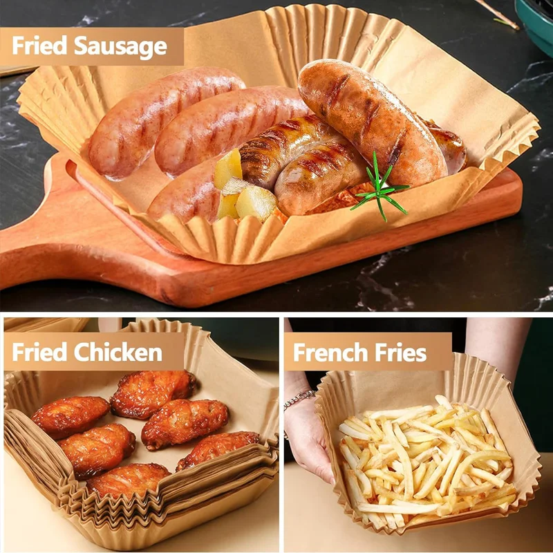 50-Piece Air Fryer Parchment Liners: Non-Stick & Oil-Absorbing Paper for 5-8QT Air Fryers - Image 4