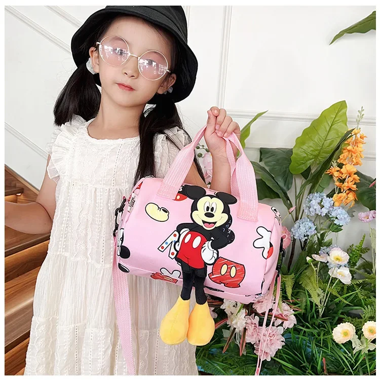 Bolsa de boliche infantil com padrão mickey mouse, bolsa de ombro portátil, moda garota fofa, novo, 2024