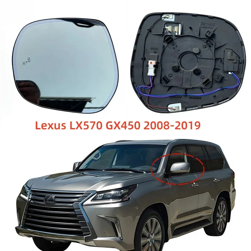 

Auto Dim Heated Rearview Mirror Lens with Blind Spot Detection Fit for Toyota Land Cruiser Lexus LX570 GX450 2008-2019