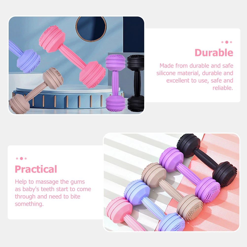

Silicone Baby Teething Dumbbell Safe Soothing Gums Massager New Mom Gift Baby Teething Infant Dumbbell