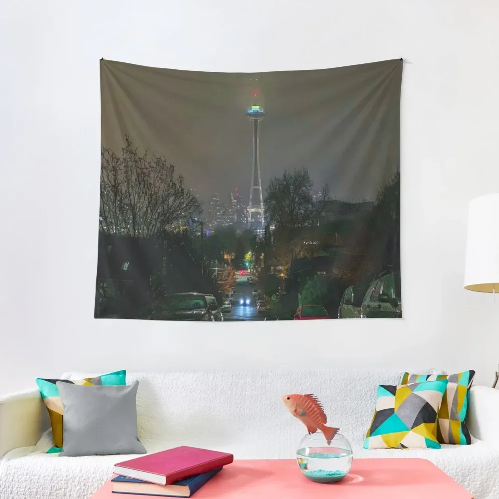 

Night Space Needle Seattle Tapestry Living Room Decoration Wall Deco Wallpapers Home Decor Tapestry