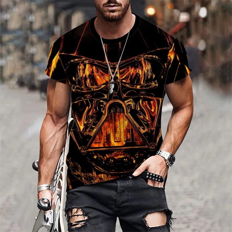 High Street Men's T-shirt Classic Block Motorcycle Print Short Sleeve Vintage Crew Neck Top Tropical Four Seasons Can Wear Tops