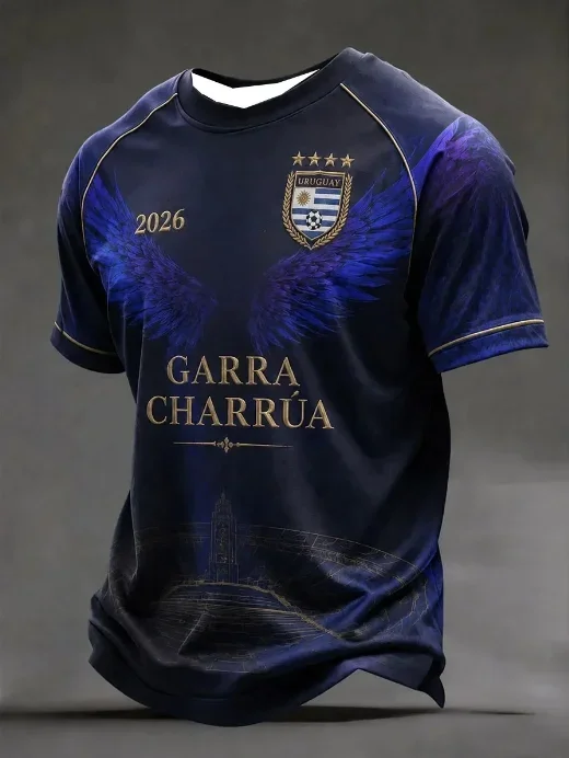 2026 New Uruguayan Style 3D Printed Football Jersey T-Shirt Sweatshirt Training Suit Men's T-Shirt Gender-neutral Top Harajuku