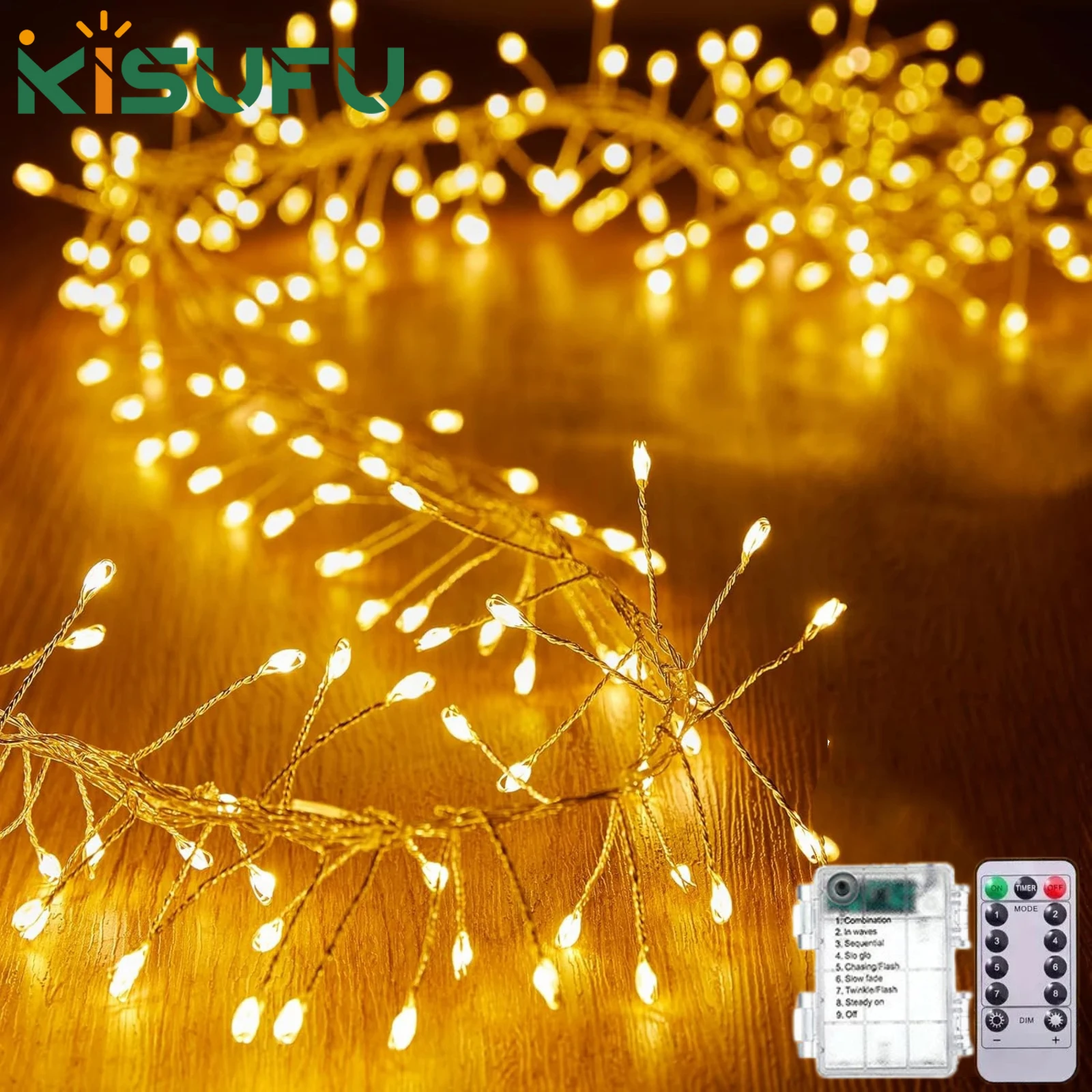6M Fairy Light String Led Copper Wire Light Battery Powered With Remote Dimmable Light White Warm Multicolor Room Party Decor