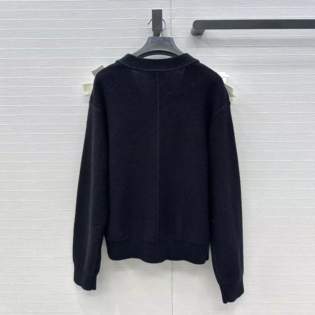 New Autumn Wool Cashmere Blends Knit Cardigans Women 3D Floral V-neck Long Sleeve Single Breasted Vintage Sweet Loose Sweater