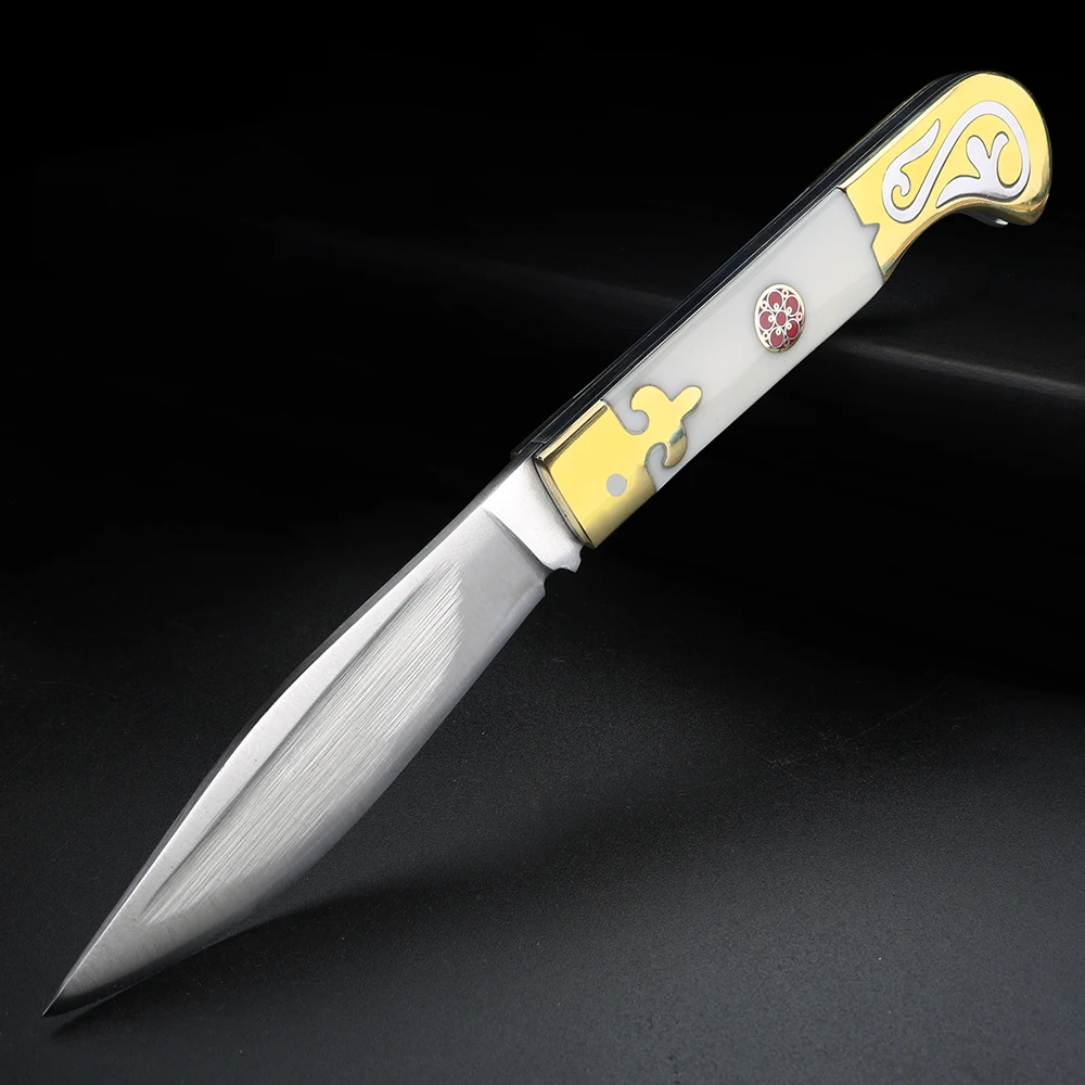 Brass bull-fracture folding knife, high hardness, portable, small pocket knife, camping multi-function knife