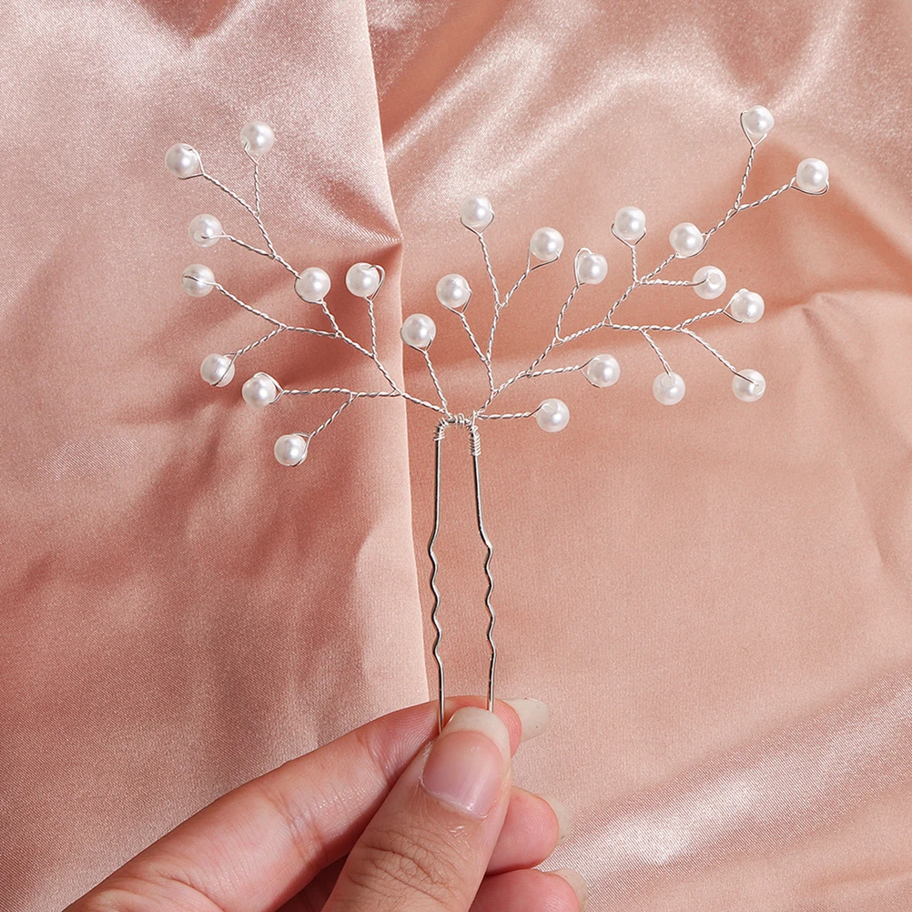

Pearl Hairpin Elegant Wedding U-shaped Clips Bridal Accessories Lightweight Durable Colorfast Design Jewelry Decorations Banquet