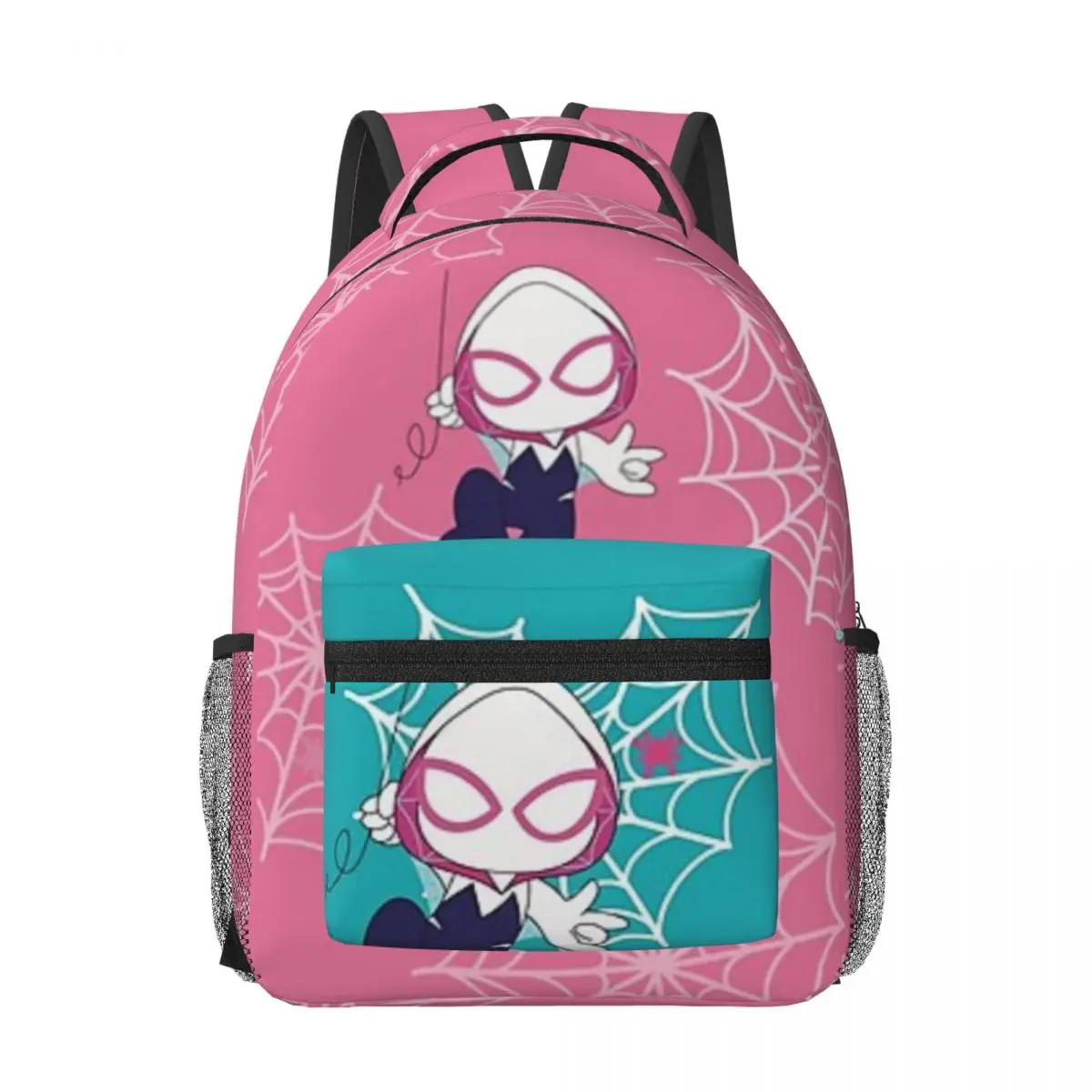 Gwen-mochila escolar informal ligera con estampado de dibujos animados, pequeña araña fantasma, bebé, niña Spidey, Grl Pwr, 17in