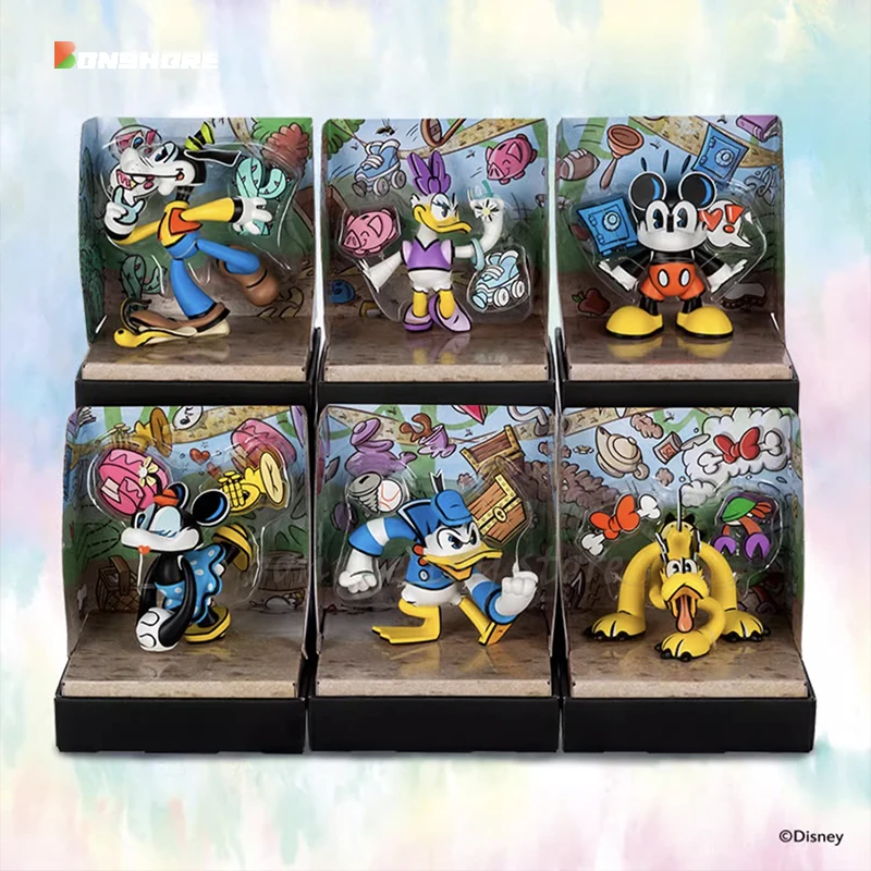 

Disney Anime Figures Mickey Artist Handmade Series Figures Cute Kawaii Minnie Goofy Pvc Statue Handmade Children Birthday Gifts