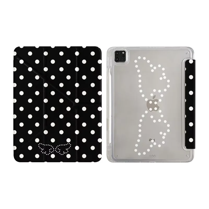 Pink Stars Polka Dots Angel Wings Creative Tablet Case For iPad Pro 13 11th A16 12.9" 10 9 8 7 6 Th Air 3 2 1 Mini 7 6 5 4 Cover