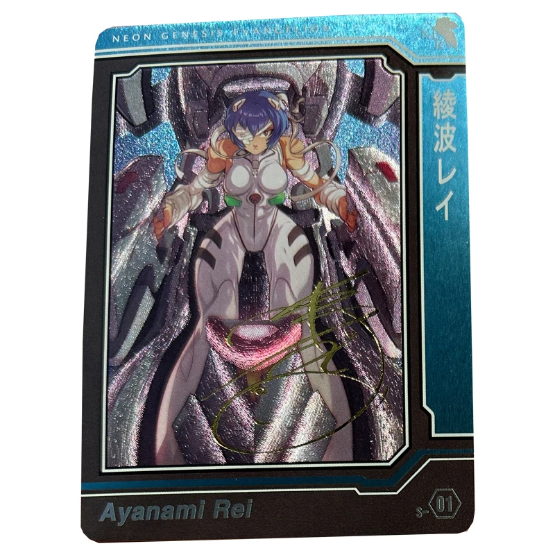 NEON GENESIS EVANGELION carte fai da te 3 pz/set Ayanami Rei regalo di compleanno di natale carta da collezione foil stamping signature