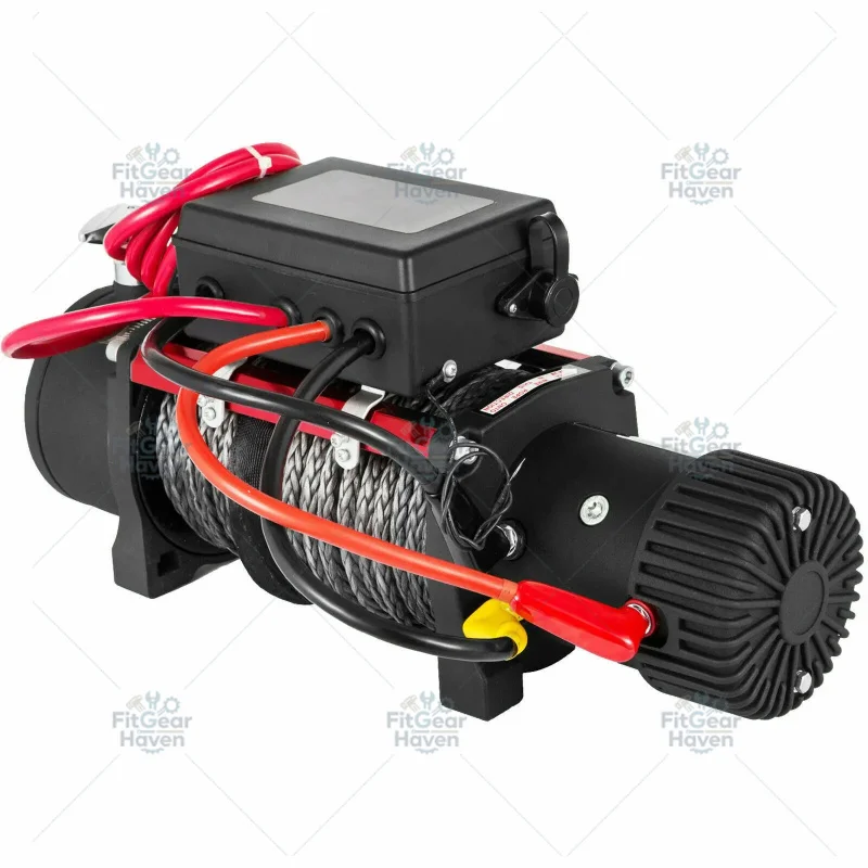 12V 13500LBS Electric Winch Synthetic Rope, 4X4 Winch with 2 Remote Controls for Trucks RV ATV UTV
