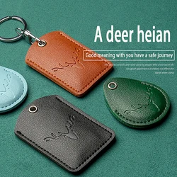 1Pc Access Card Case Leather Card Holder Keychain Key Ring Door Lock Access Tags ID Card Case Keychain Access Card Bag