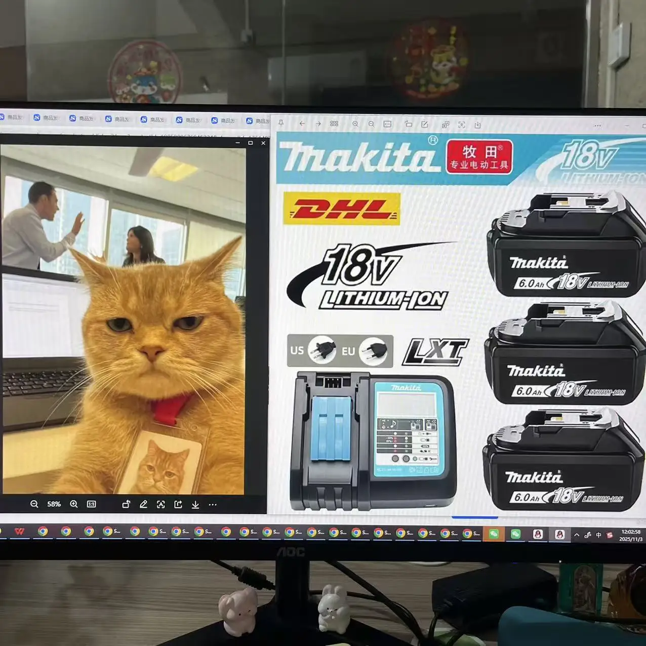 

100% Genuine 18V Makita 6Ah for Makita Lithium Battery BL1840 BL1830B BL1850B BL1850 BL1860 BL1815 Replacement 6000mAh Battery