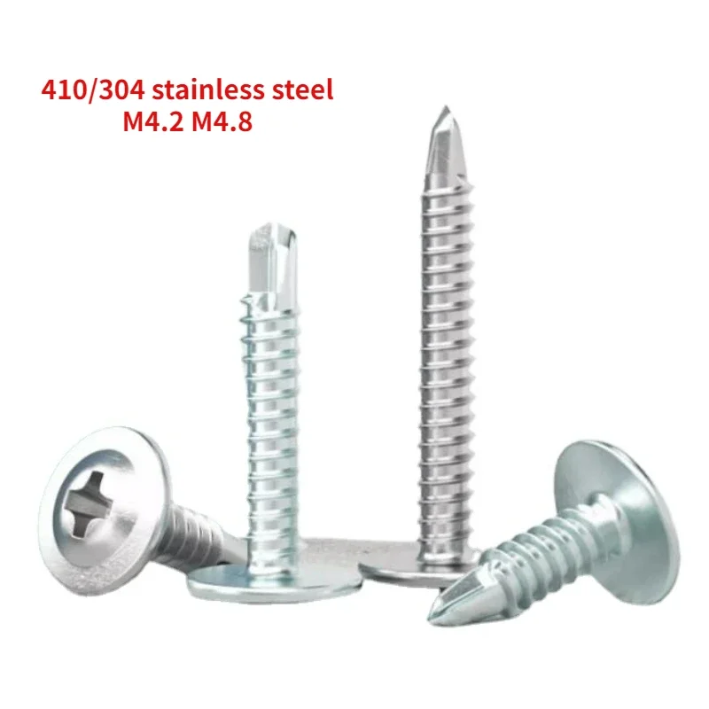 410/304 Stainless Steel Cross Head Round Head with Washer Drilling Tail Screw Galvanized Flat Head Self Tapping Dovetail Screw