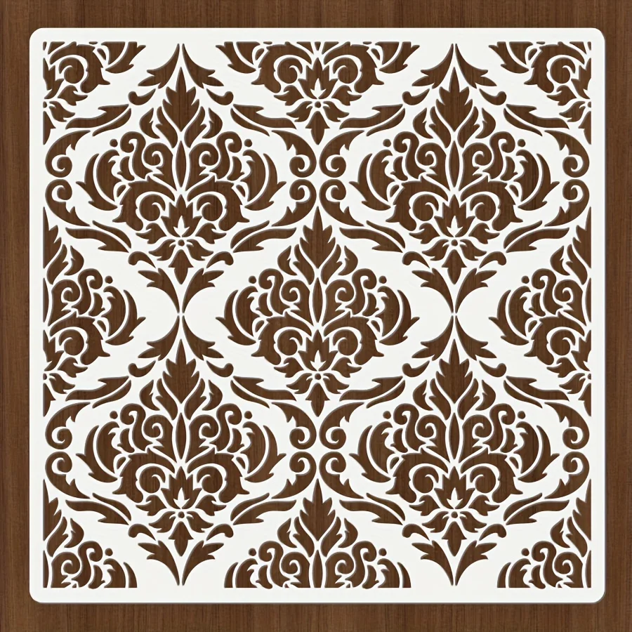 استنسل دمشق • قالب PET غير شفاف قابل لإعادة الاستخدام مقاس 12 × 12 بوصة لتزيين جدران الأثاث