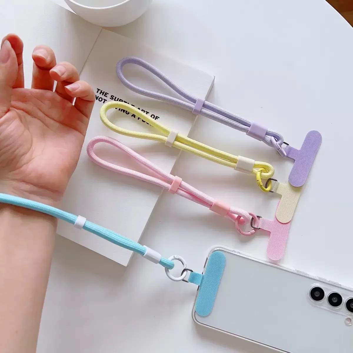 Tali Gantungan Ponsel Warna Permen Fashion, Gelang Tangan yang Dapat Disesuaikan, Rantai Ponsel Universal Anti-Hilang, Gantungan Kunci, Tali Handphone