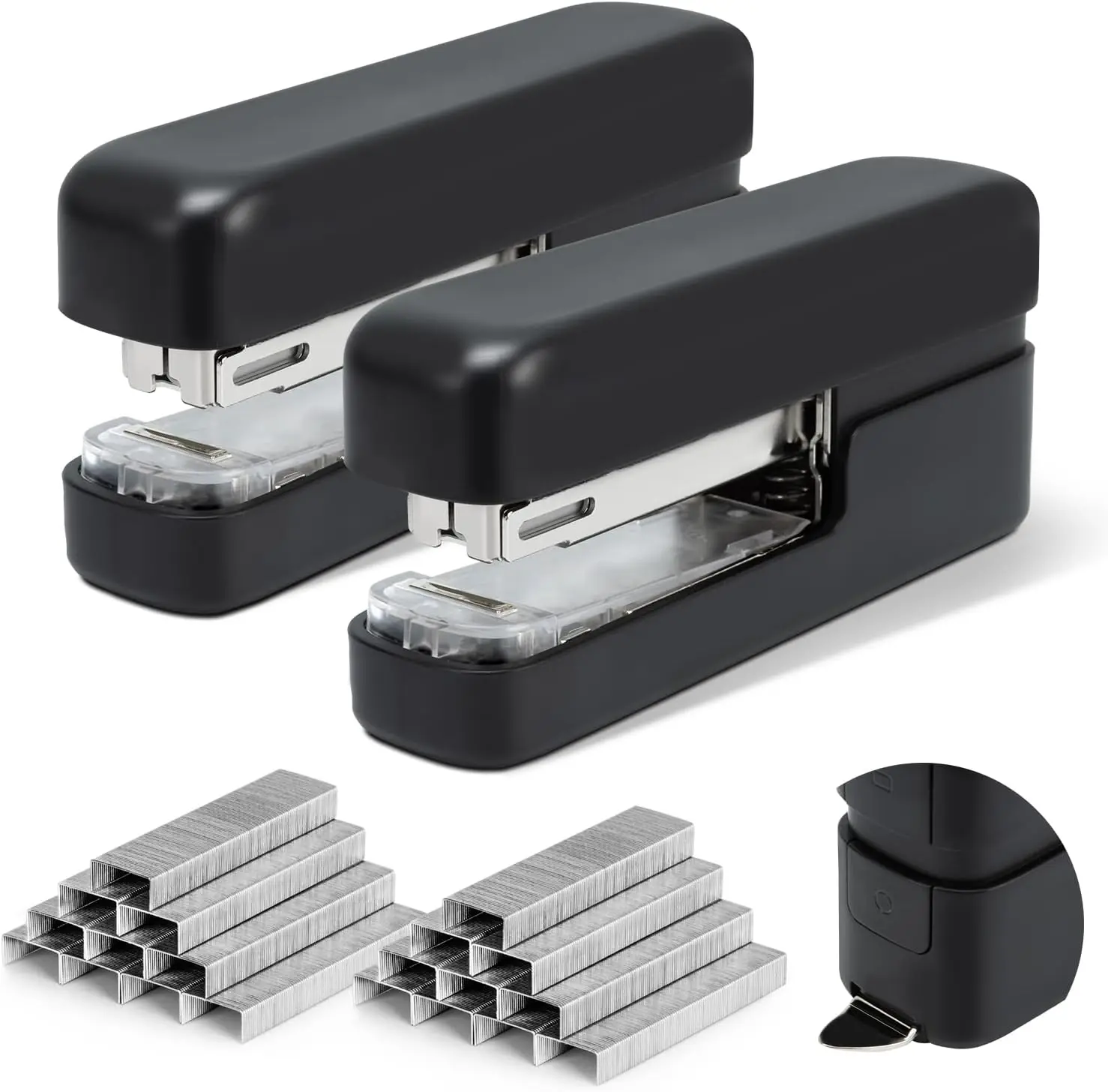 

Office Stapler 2 Pack with Integrated Staple Remover, 45 Sheet Capacity Desktop Stapler for Home and Office Use, Black