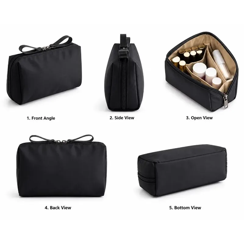 Multiple Colors Dacron Travel Storage Partitioned Cosmetic Pouch Handbag Lipstick Pack 1pcs Large Capacity Makeup Bag
