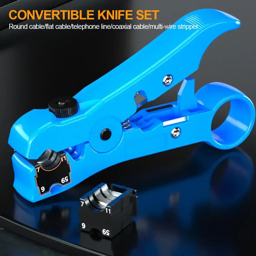 Universal Wire Stripper Ethernet Cable Cutter Stripper For Flat or Round UTP/STP RG59/6/7/11 Wire Coax Coaxial Stripping Tool