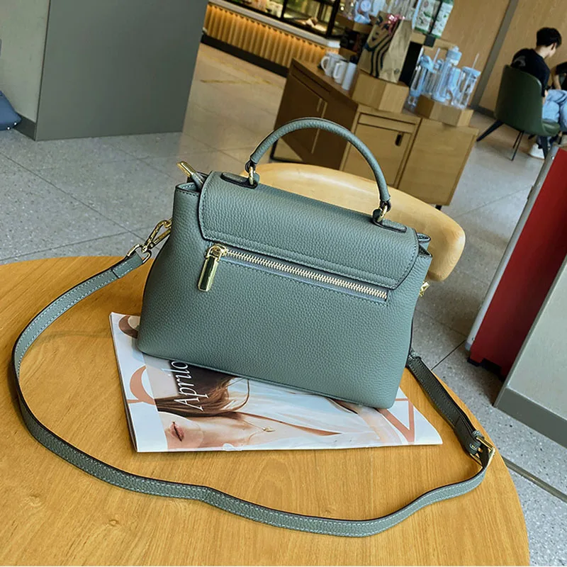 Women Luxury Genuine Leather Handbag Female Casual Large Capacity Messenger Lady\'s Commute Flap Pocket Pillow Shoulder Bag New